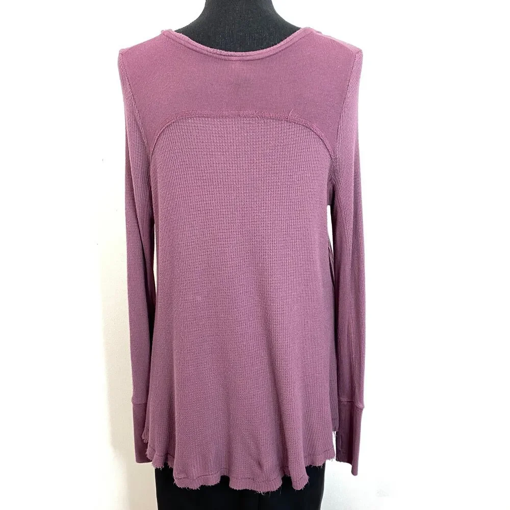 We‎ The Free Waffle Knit Thermal Scoop Neckline Long Sleeve Tunic Small